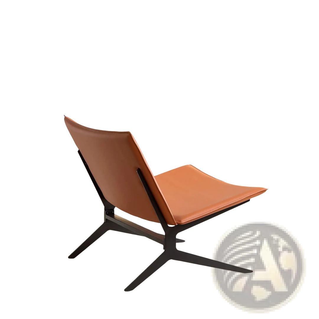 Modern Accent Chair Orange Saddle Leather Seating