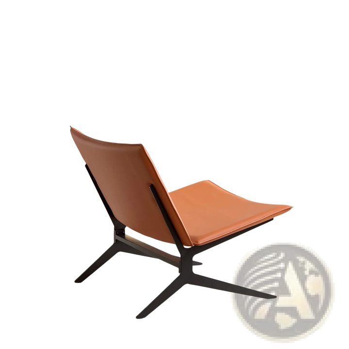 Modern Accent Chair Orange Saddle Leather Seating