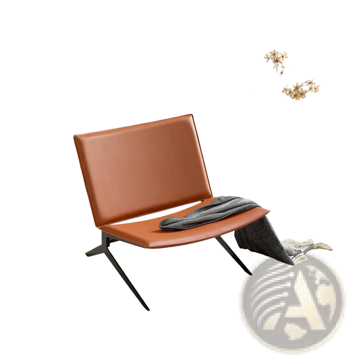 Modern Accent Chair Orange Saddle Leather Seating