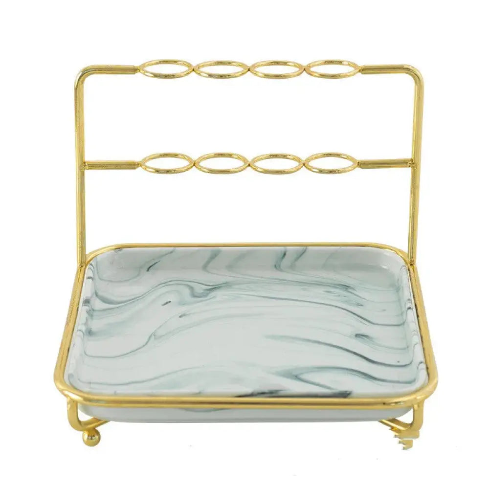 Modern Gold and Ceramic Vanity Cosmetics Organizer