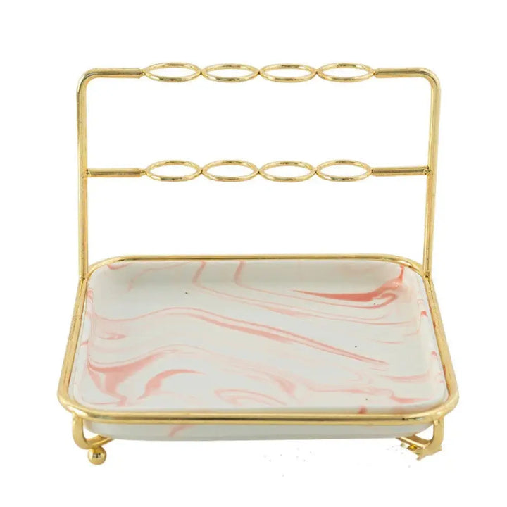 Modern Gold and Ceramic Vanity Cosmetics Organizer