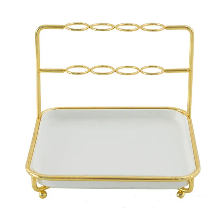 Modern Gold and Ceramic Vanity Cosmetics Organizer