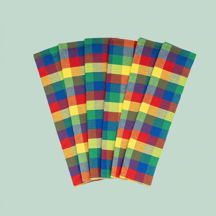 Cotton Plaid Kitchen Towels (Set of 6