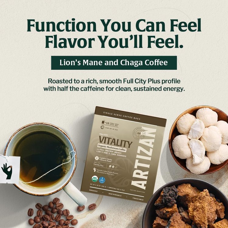 Organic Mushroom Coffee Singles Vitality with Lion’s Mane & Chaga