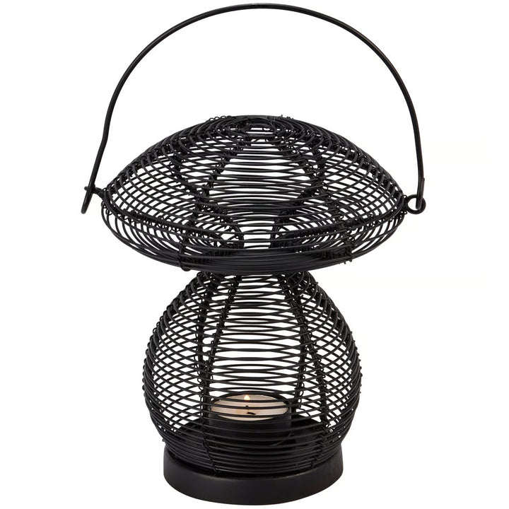 Enchanted Mushroom Wire Candle Holder – Rustic Metal Lantern