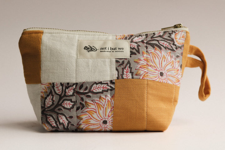 upcycled Patchwork Quilted Cosmetic Pouch