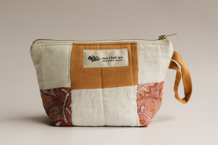 upcycled Patchwork Quilted Cosmetic Pouch