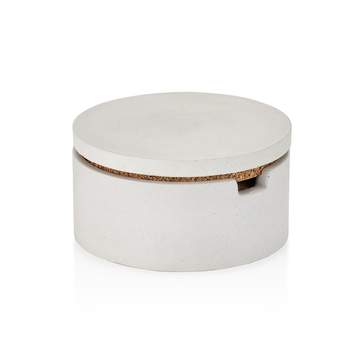 Concrete Salt Cellar with Spoon: White