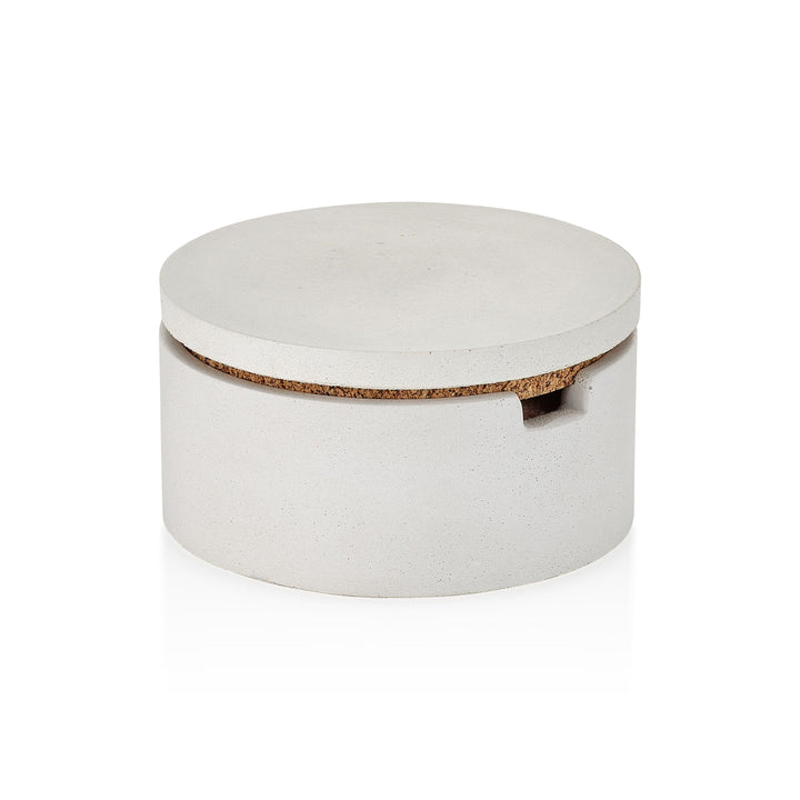 Concrete Salt Cellar with Spoon: White — Serveware, [material], Port Living Co.