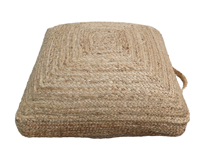 Natural Brown Hand Braided boho square Jute Square Pouf