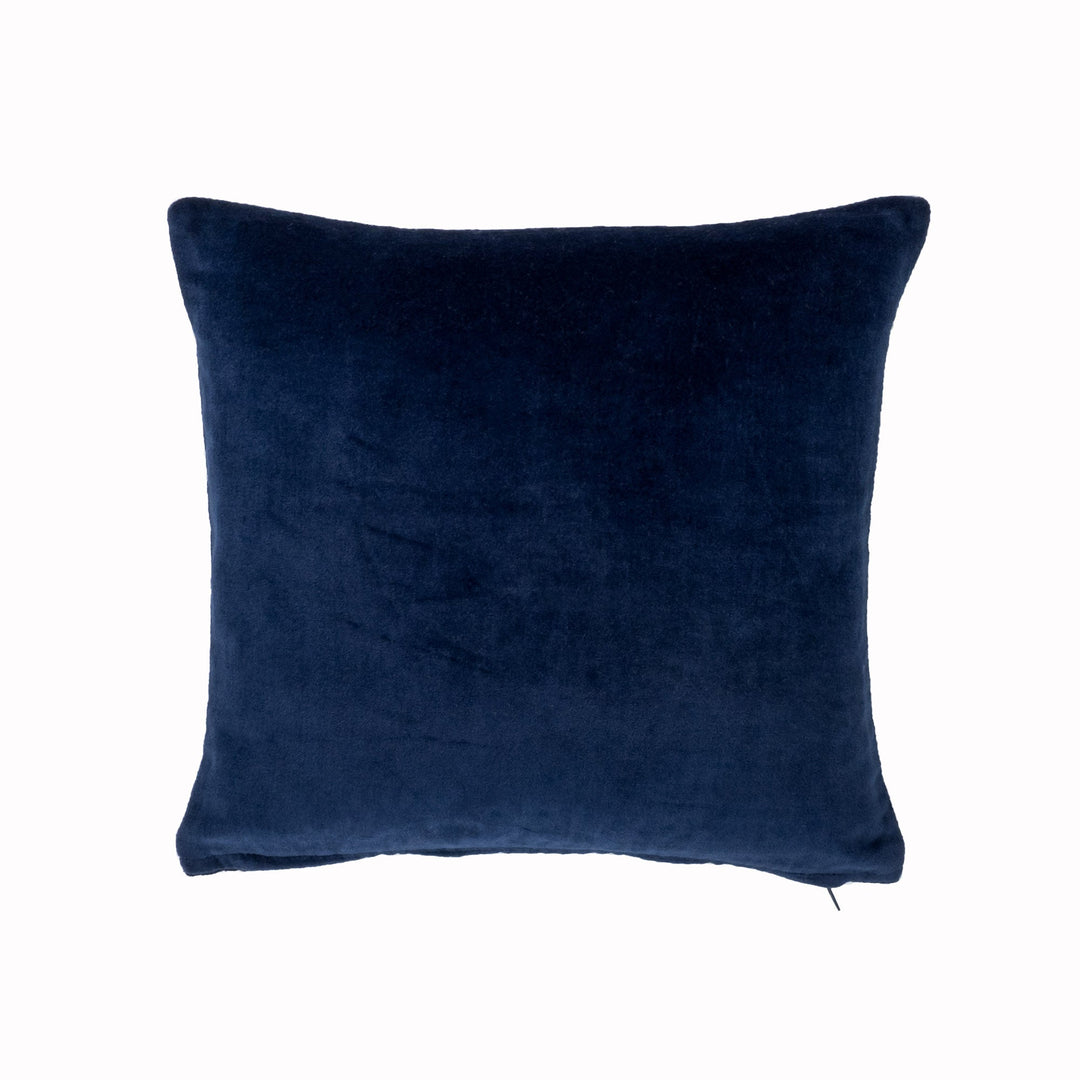 Navy velvet throw pillow cover with smooth front panel