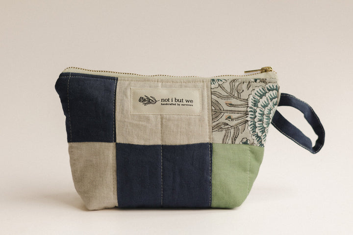 upcycled Patchwork Quilted Cosmetic Pouch