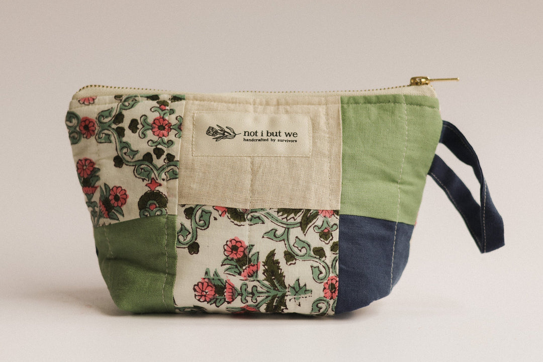 upcycled Patchwork Quilted Cosmetic Pouch
