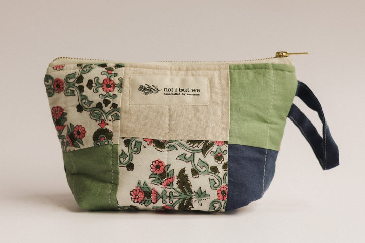 upcycled Patchwork Quilted Cosmetic Pouch