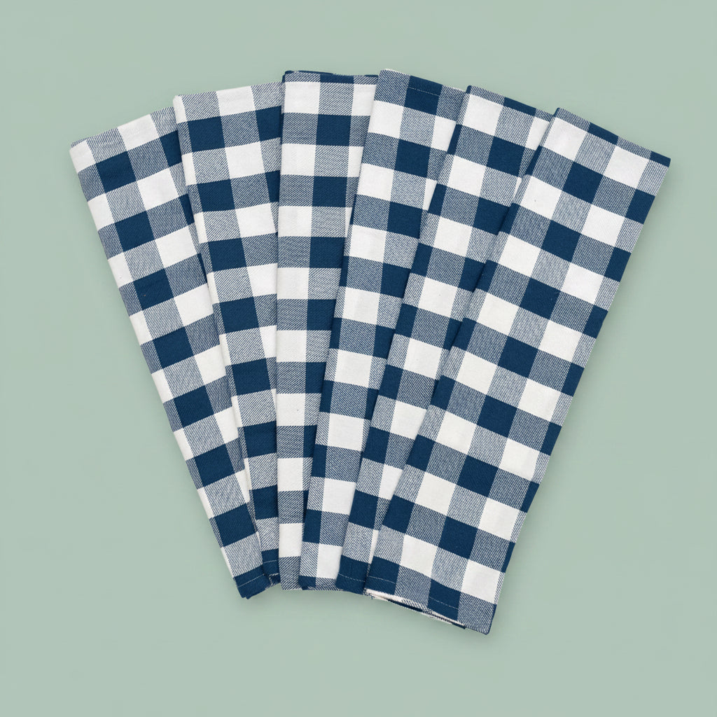Cotton Plaid Kitchen Towels (Set of 6