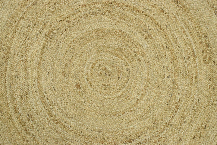 100% ALL NATURAL FIBER HAND BRAIDED BOHO WHITE ROUND JUTE RUG | JR4