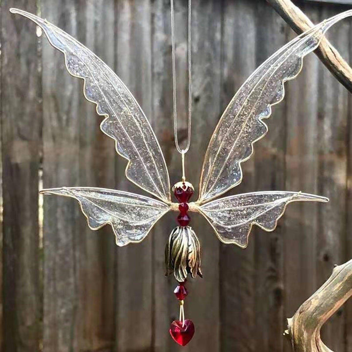 New Crystal Guardian Angel Wing  Sun-catcher Car Charm For Rear View Mirror Clear Window Rainbow Maker Collection With Crystal Wind Chimes For Home Garden Hanging Decoration Photography Prop
