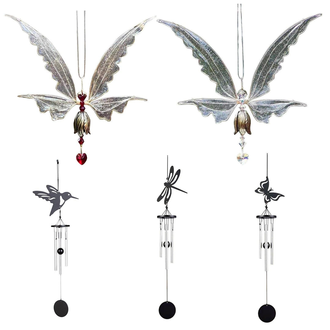 New Crystal Guardian Angel Wing  Sun-catcher Car Charm For Rear View Mirror Clear Window Rainbow Maker Collection With Crystal Wind Chimes For Home Garden Hanging Decoration Photography Prop
