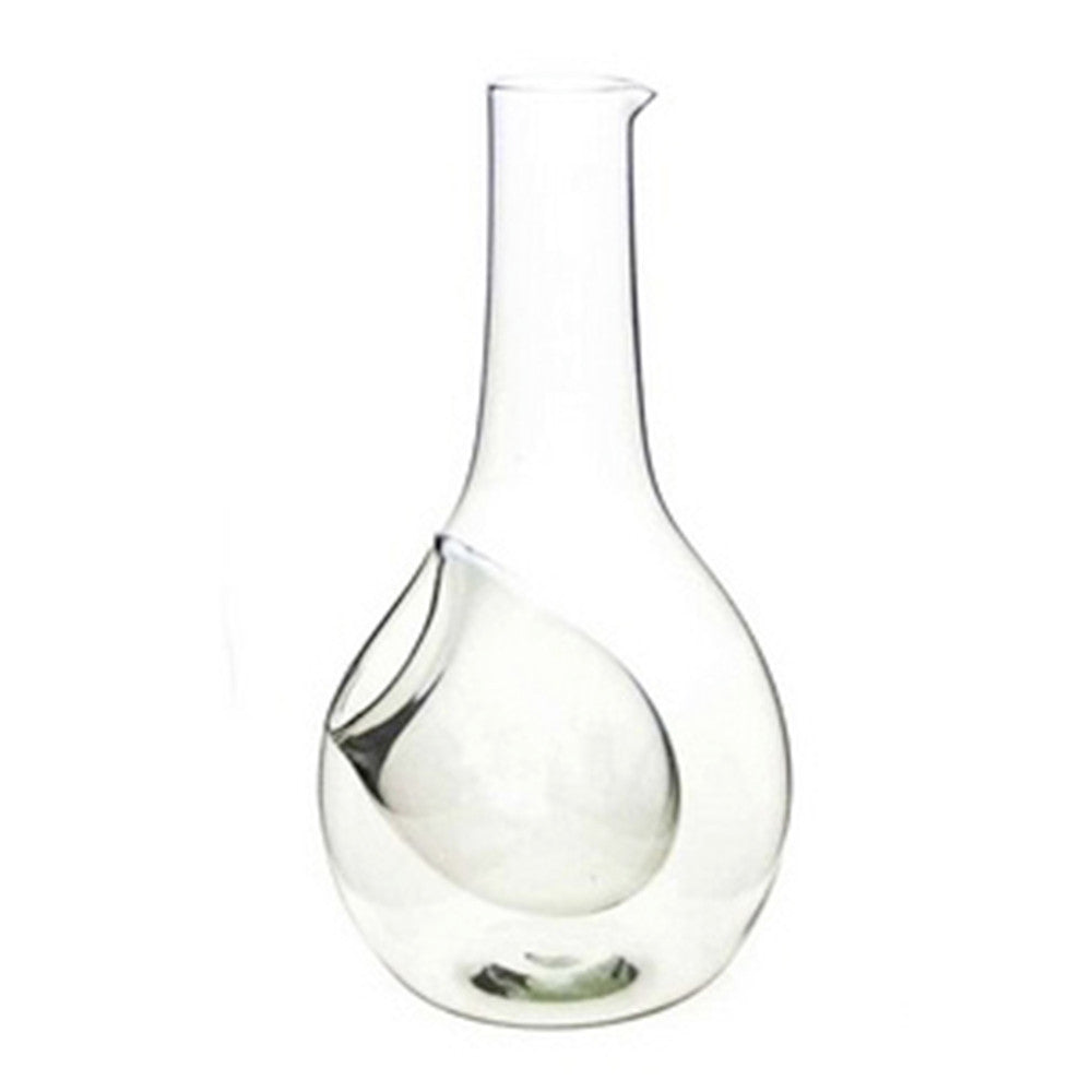 Glass wine cooler decanter with wide round belly and narrow neck