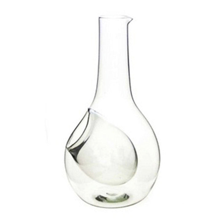 Glass wine cooler decanter with wide round belly and narrow neck
