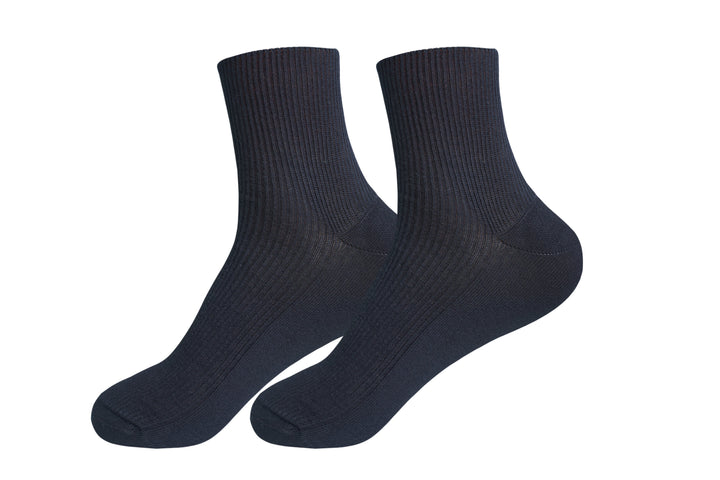 Men's organic cotton socks, dark navy pair with ribbed knit