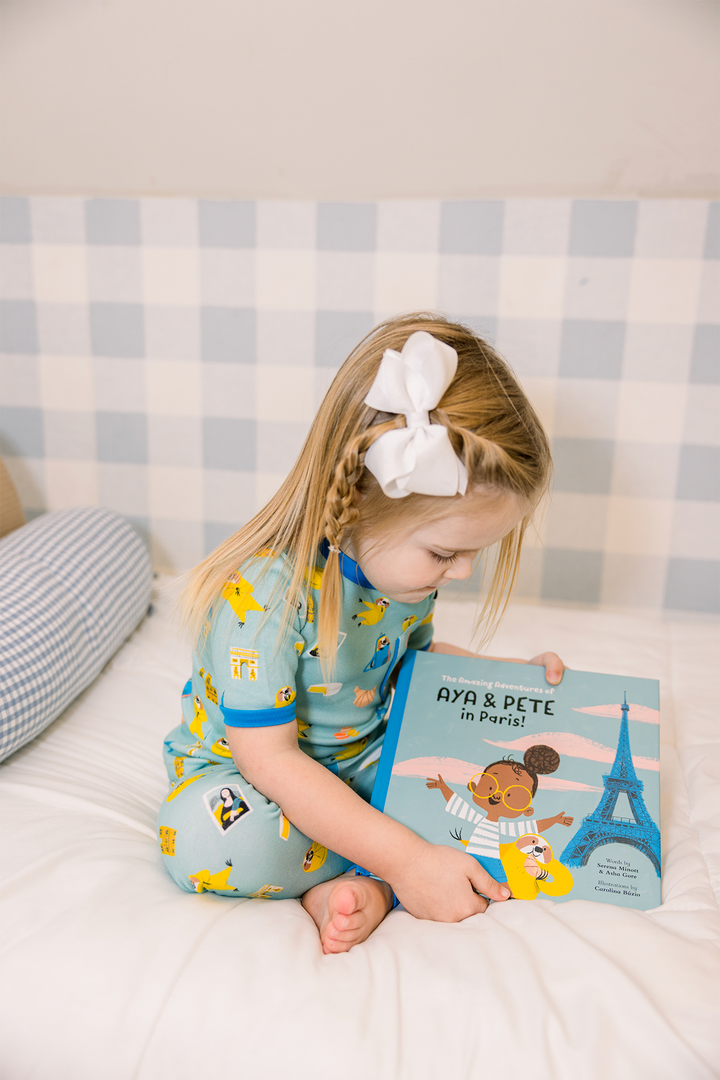 Aya & Pete in Paris Organic Cotton Kids Pajamas & Book Set
