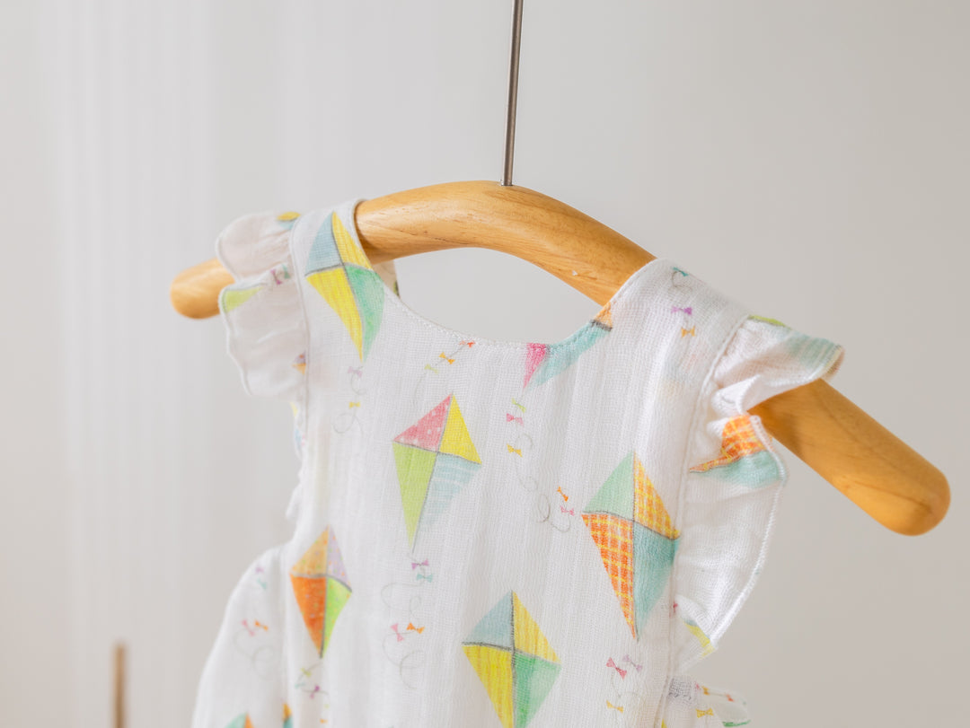 Reach for the Sky Organic Muslin Bubble Romper