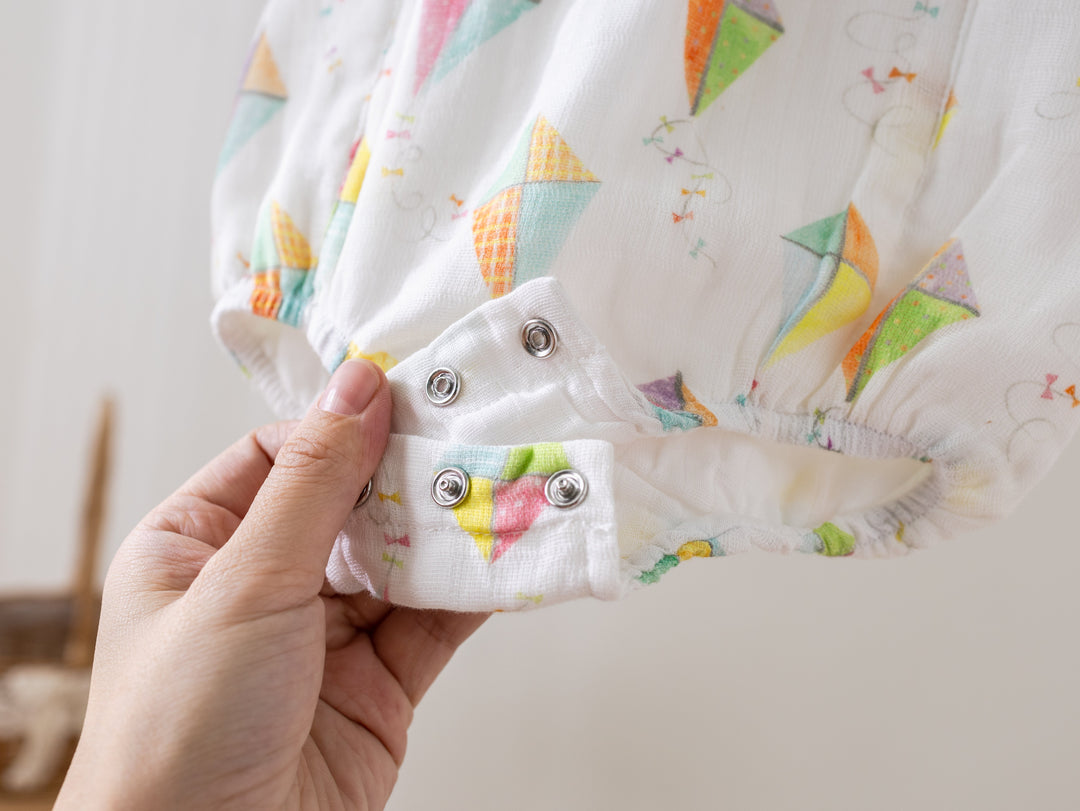 Reach for the Sky Organic Muslin Bubble Romper