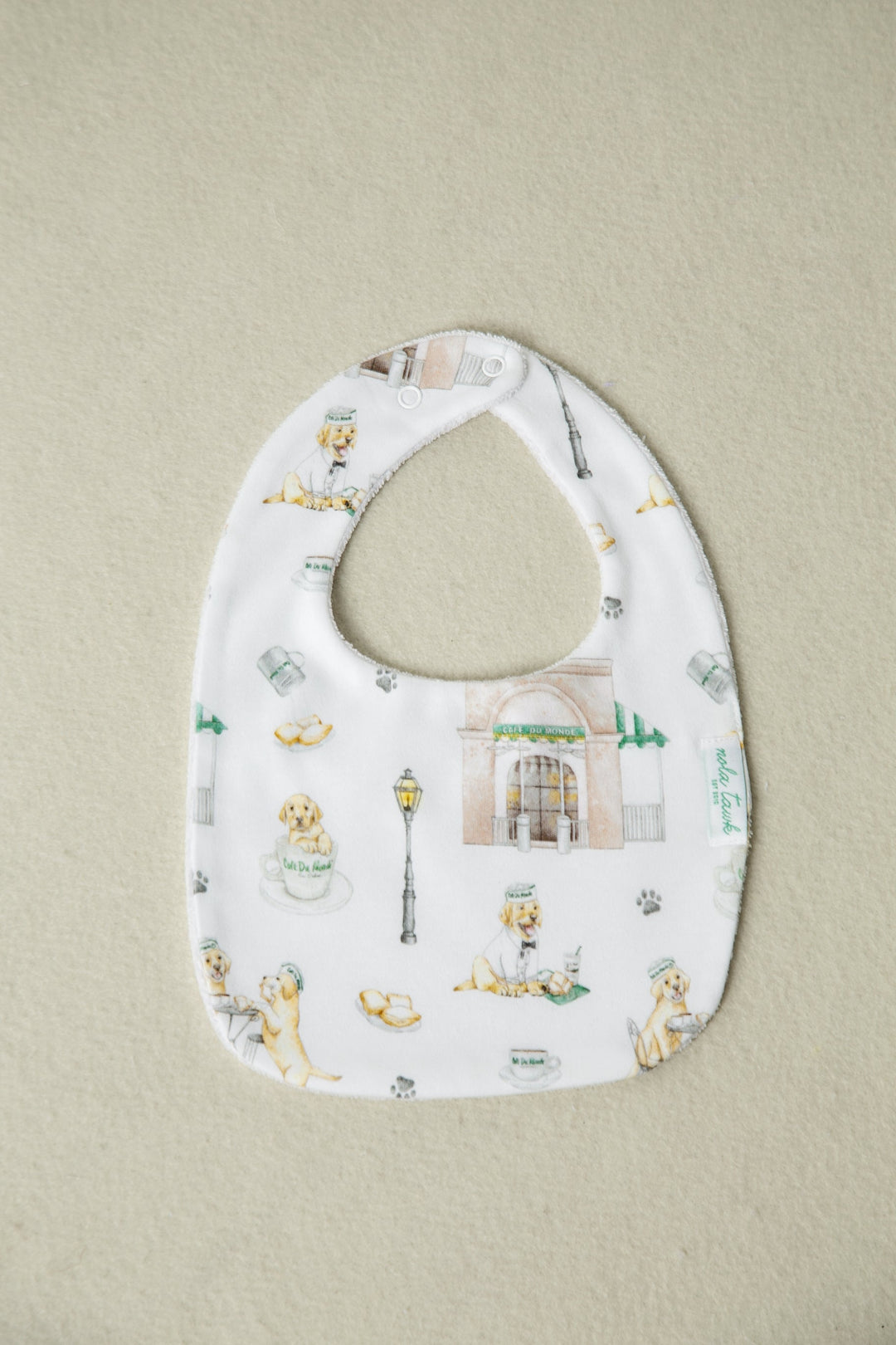Powdered Sugar and Puppies Organic Cotton Baby Bib