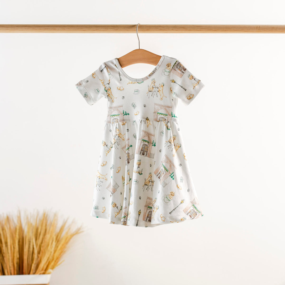 Powdered Sugar and Puppies Organic Cotton Dress for Kids