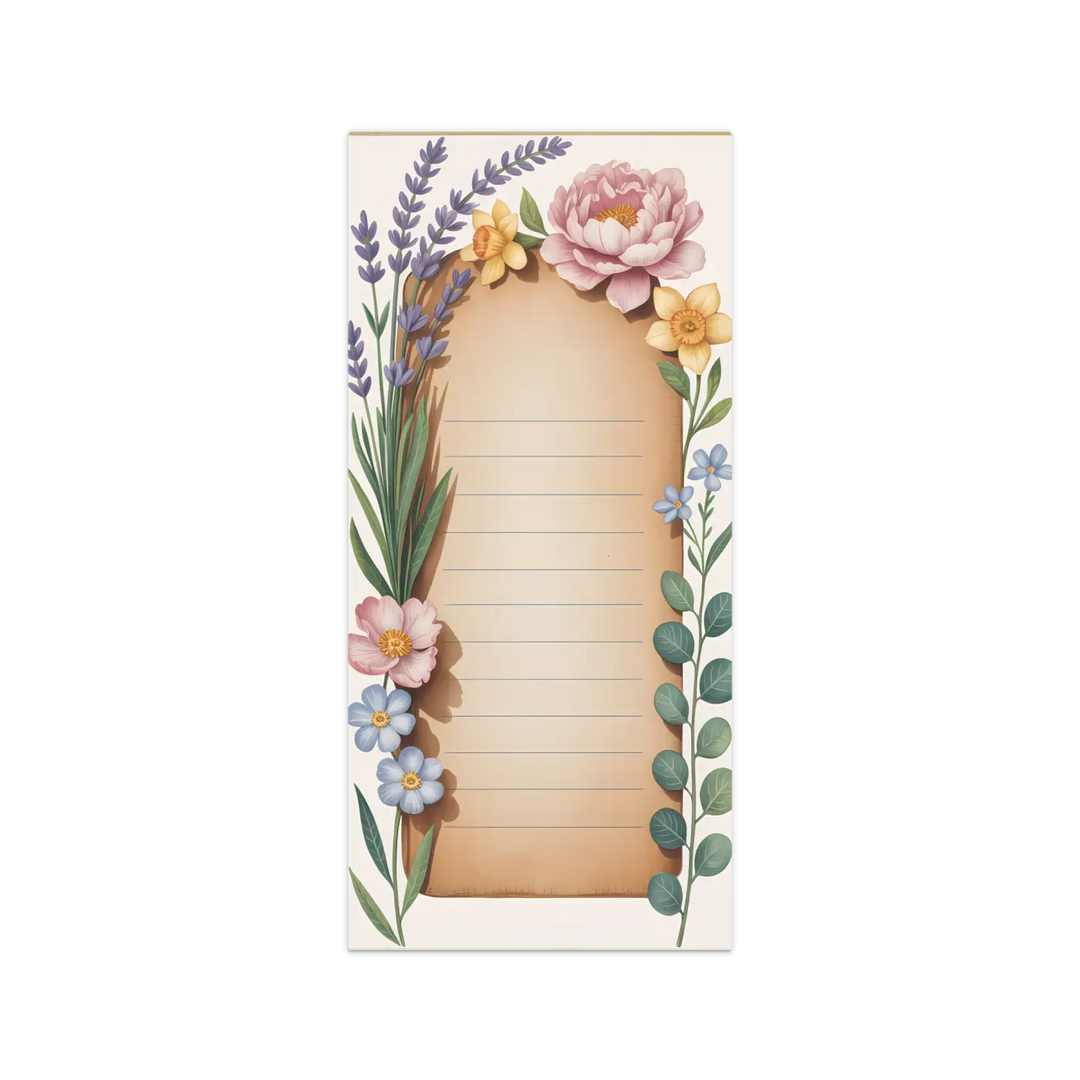 Spring Floral Notes Ruled Notepad - Magnetic Daily Planner - DipaliZ