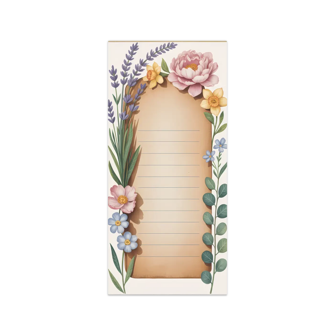 Spring Floral Notes Ruled Notepad - Magnetic Daily Planner - DipaliZ