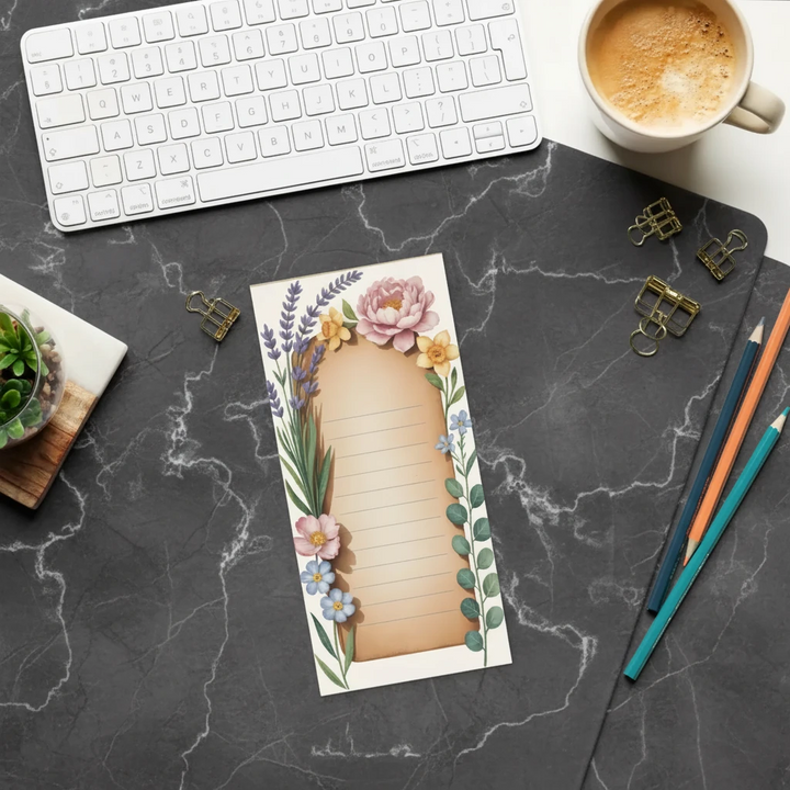 Spring Floral Notes Ruled Notepad - Magnetic Daily Planner - DipaliZ