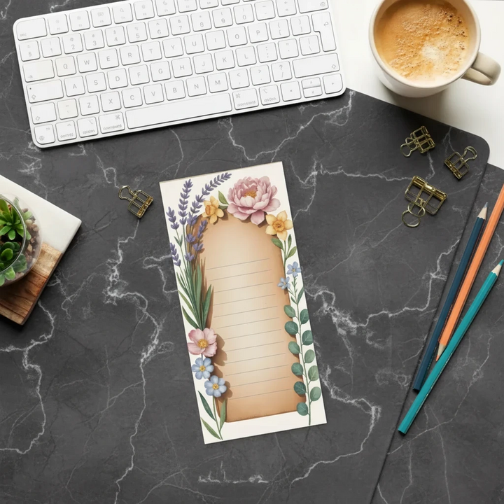 Spring Floral Notes Ruled Notepad - Magnetic Daily Planner - DipaliZ