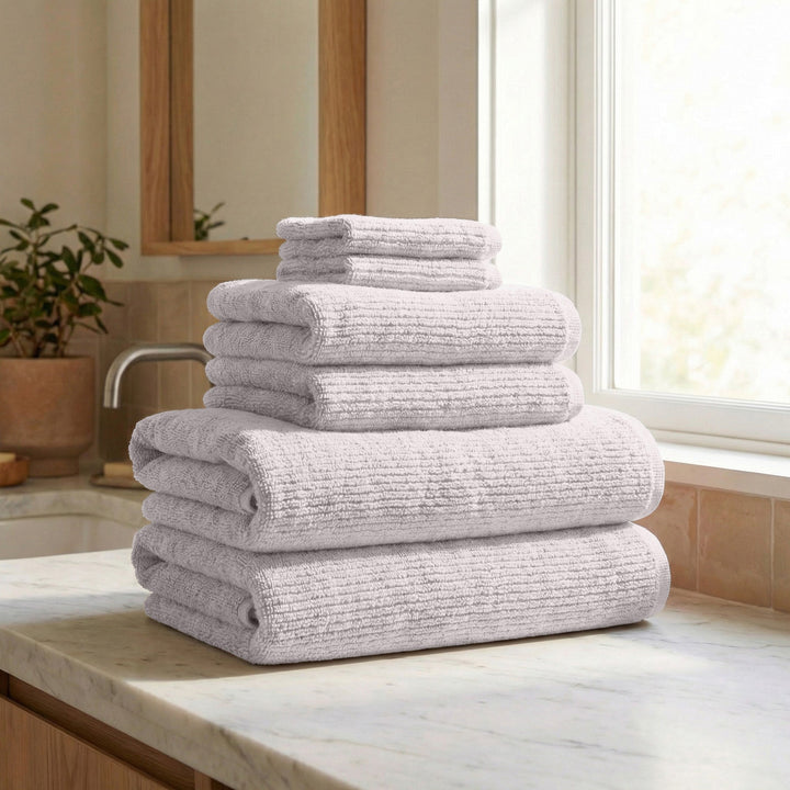 Turkish Cotton Ribbed 6-Piece Bath Towel Set - Georgiana Collection