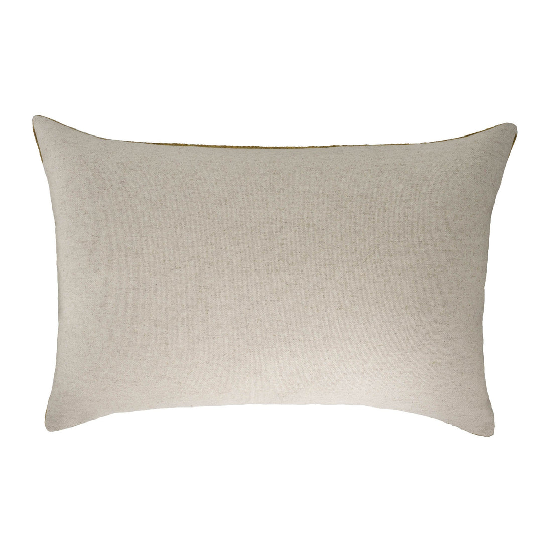 Beige textured rectangular pillow cover with simple stitched edges