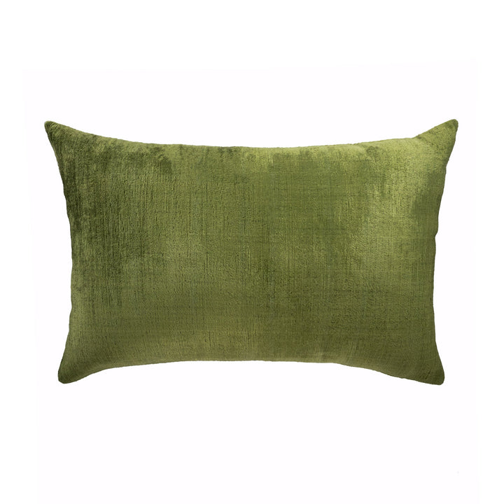 Olive green textured rectangular pillow cover with clean edges and corners