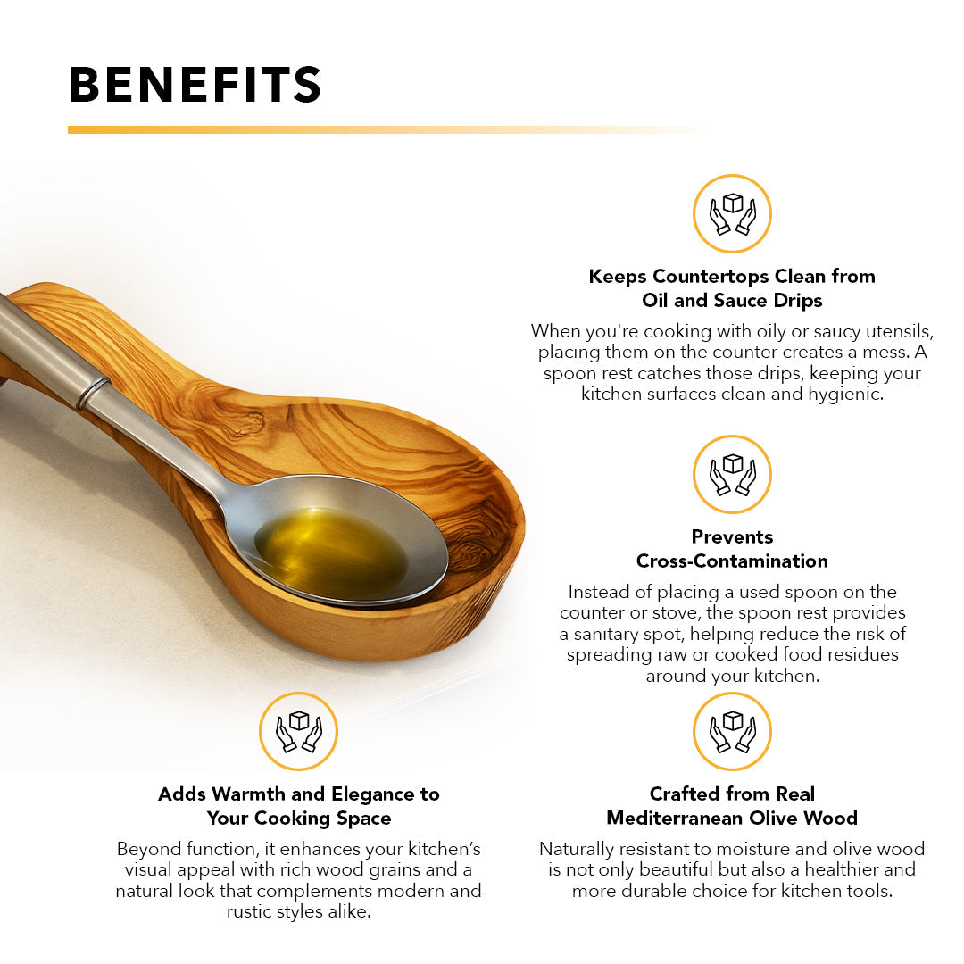 Olive wood spoon rest with shallow dish and natural swirling wood-grain pattern