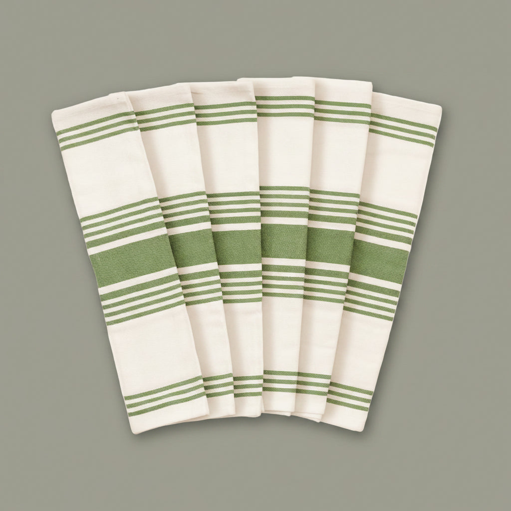 Organic Cotton Striped Kitchen Towels (Set of 6)