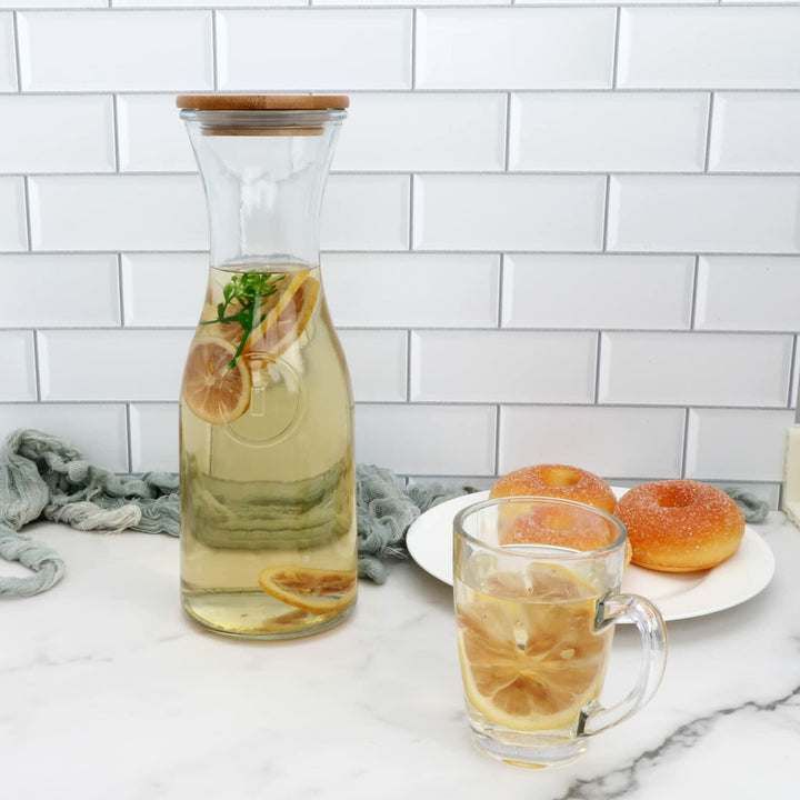 Glass Carafe with Wooden Caps (Set of 6)