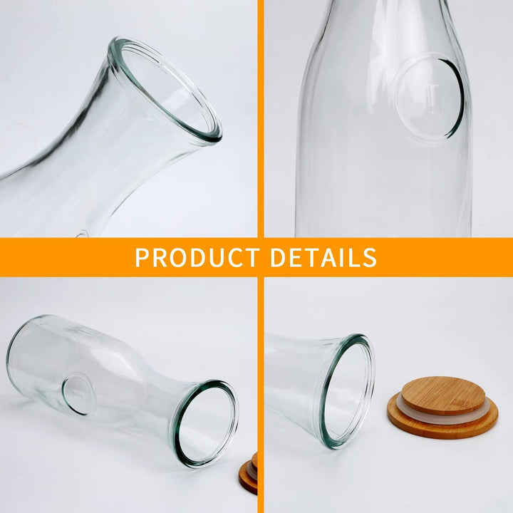 Glass Carafe with Wooden Caps (Set of 6)