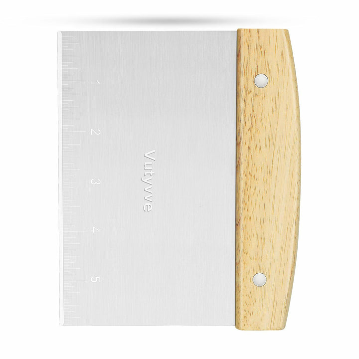 Vutyvve Dough Scraper Set, Wooden Handle Stainless Steel + 2 Plastic, 3 Pc