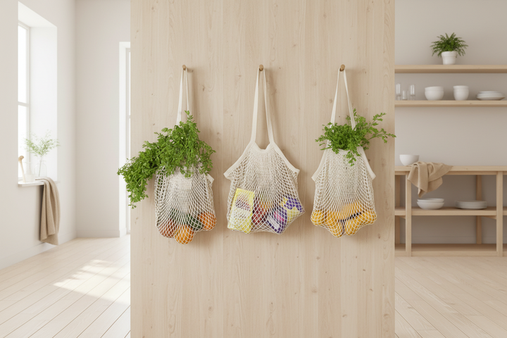 Reusable Organic Cotton Mesh Tote Bags (Sets of 1, 2 or 3)