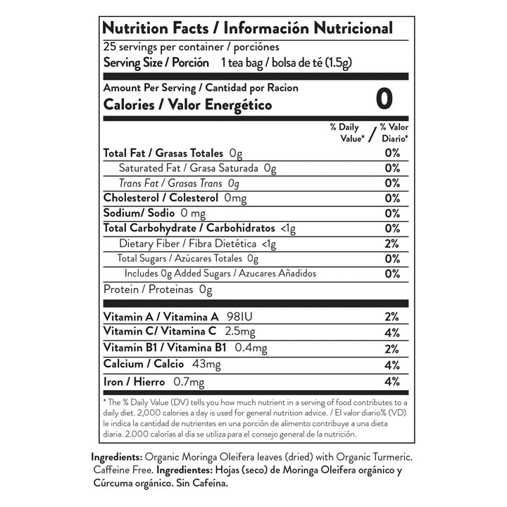 Organic Moringa Tea - Turmeric - Caffeine-Free Herbal Tea