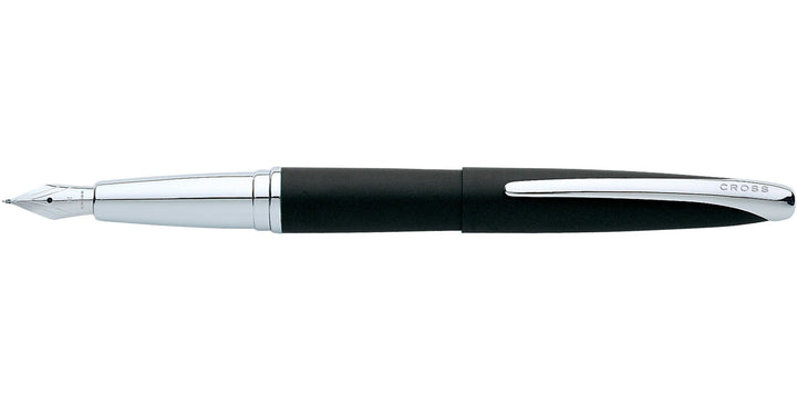 Black fountain pen with stainless steel medium nib and metal clip