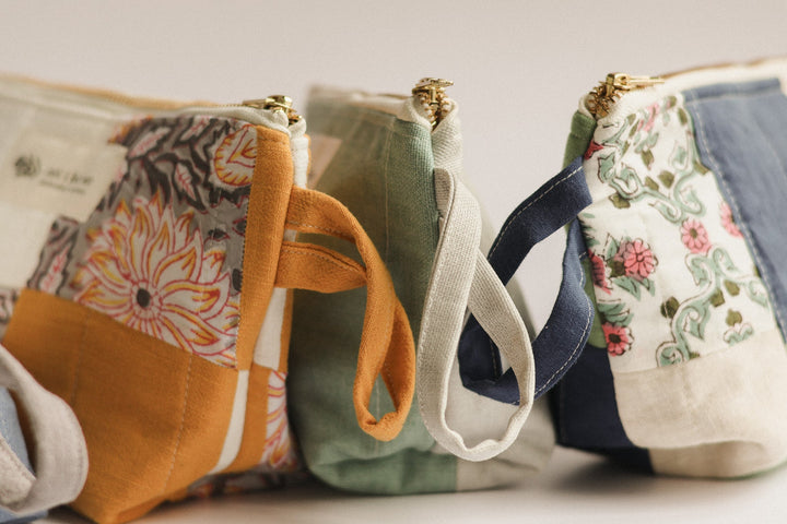 upcycled Patchwork Quilted Cosmetic Pouch