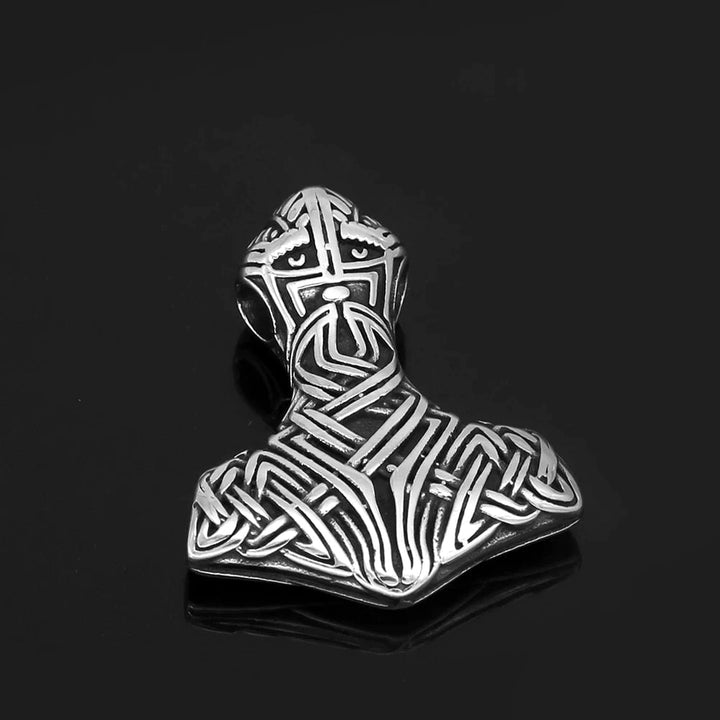 Stainless steel Viking warrior pendant with engraved head and braided cloak
