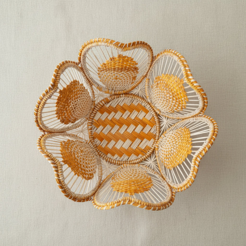 Floral Handwoven Iraca Bread Basket