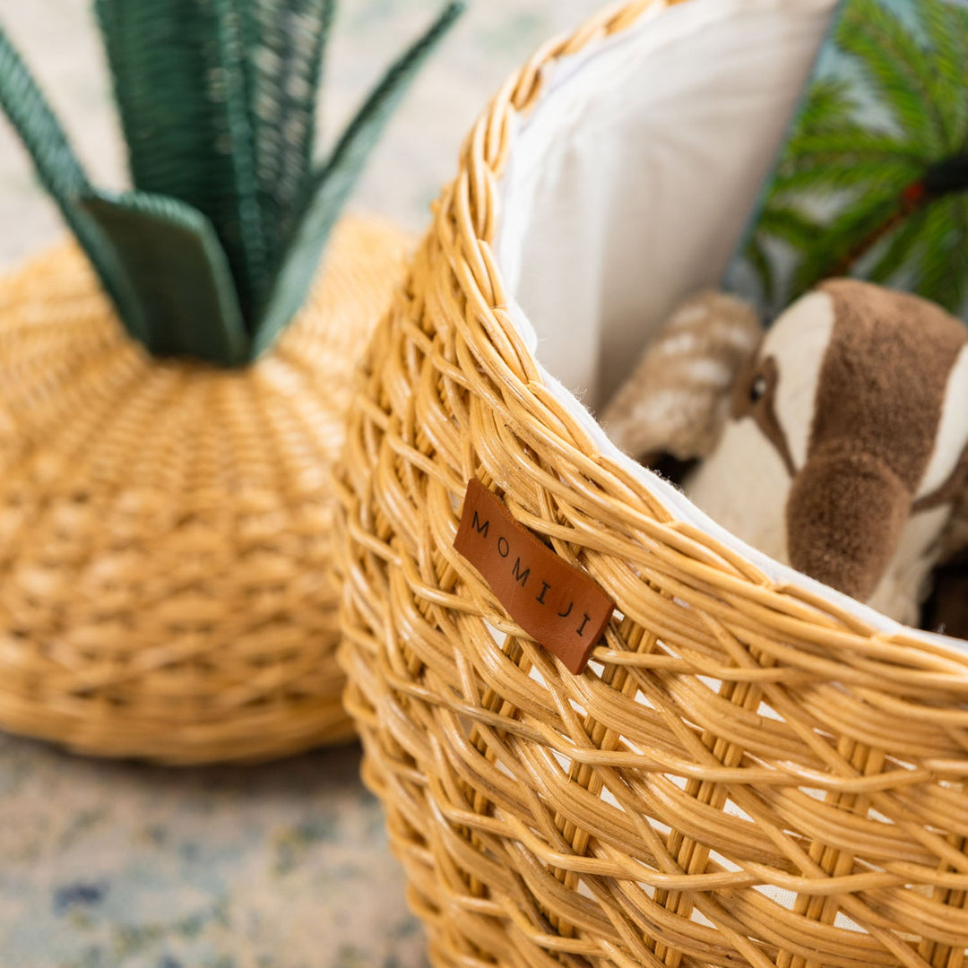 Pineapple Rattan Storage Basket Natural (Medium)