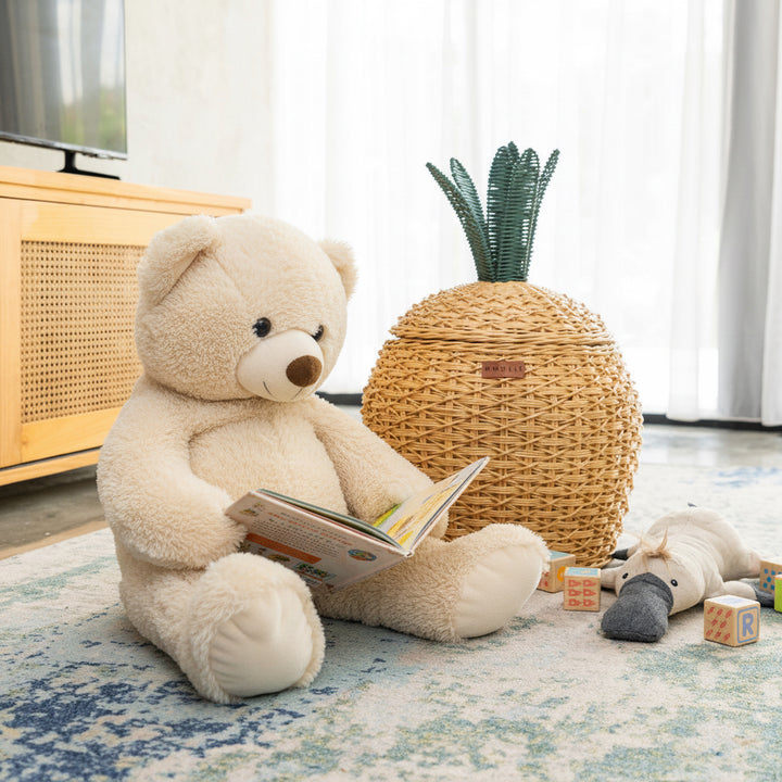 Pineapple Rattan Storage Basket Natural (Medium)
